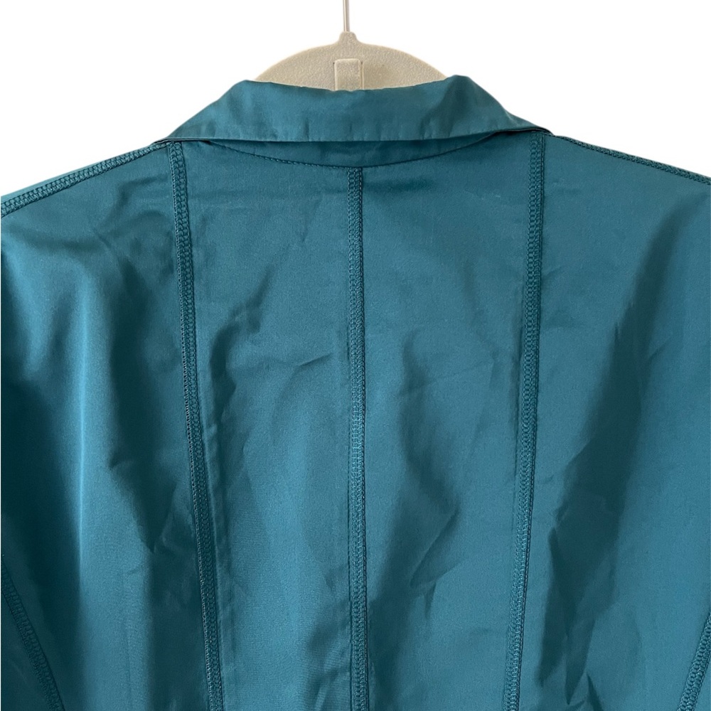 Lafayette 148 NY Nala Teal Zip Front Career Blazer Jacket Travel Size 12 - Picture 12 of 16